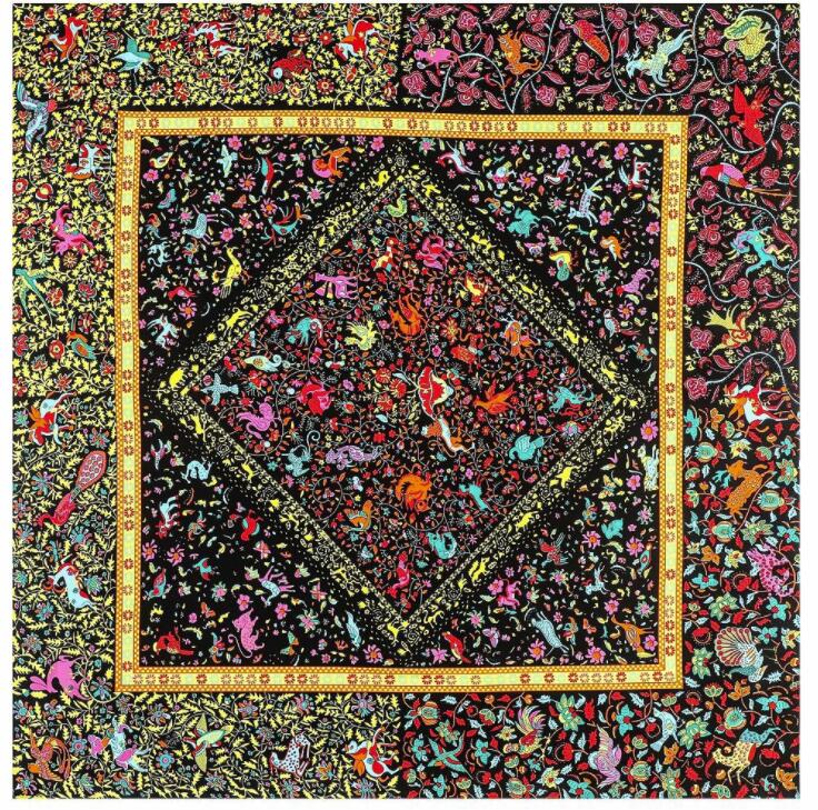 New Luxury Brand Design Sago Cycas Palm Tree Winter Square Scarf 130cm Twill Silk Scarf Women Kerchief Scarves For Ladies