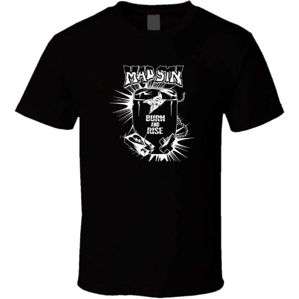 R_yes Mad Sin Панк-рок Метал-группа Логотип Футболка Черно-белая Футболка Мужская