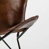 Rustic Vintage Handcrafted Brown Genuine Leather Relax Arm Butterfly Chair