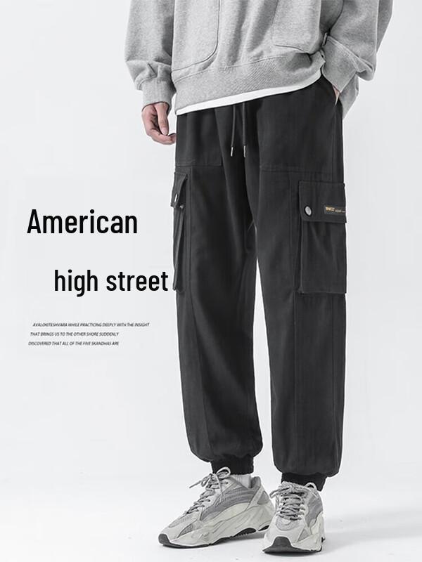 Dingfengbaoluo Men's Casual Multi-Pocket Jogger Cargo Pants