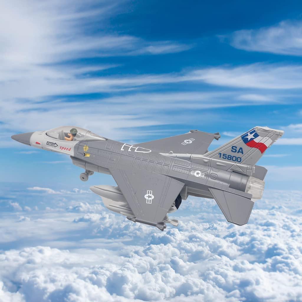 Литой под давлением F16 Fighting Falcon Модель самолета Армия ВВС Игрушки Военный самолет отступить со светом и звуками