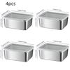 Stainless Steel Food Containers Rectangle Food Storage Box Set of 4 Leak Proof Clear Plastic Lid Airtight Meat Storage Container
