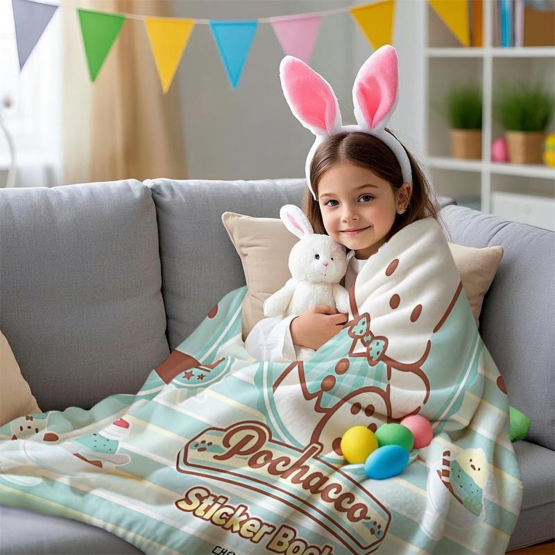 Sanrio Christmas Flannel Throw Blanket, Cute Cartoon Soft Warm Fleece Blanket for Sofa Bed Xmas Gift Home Decor