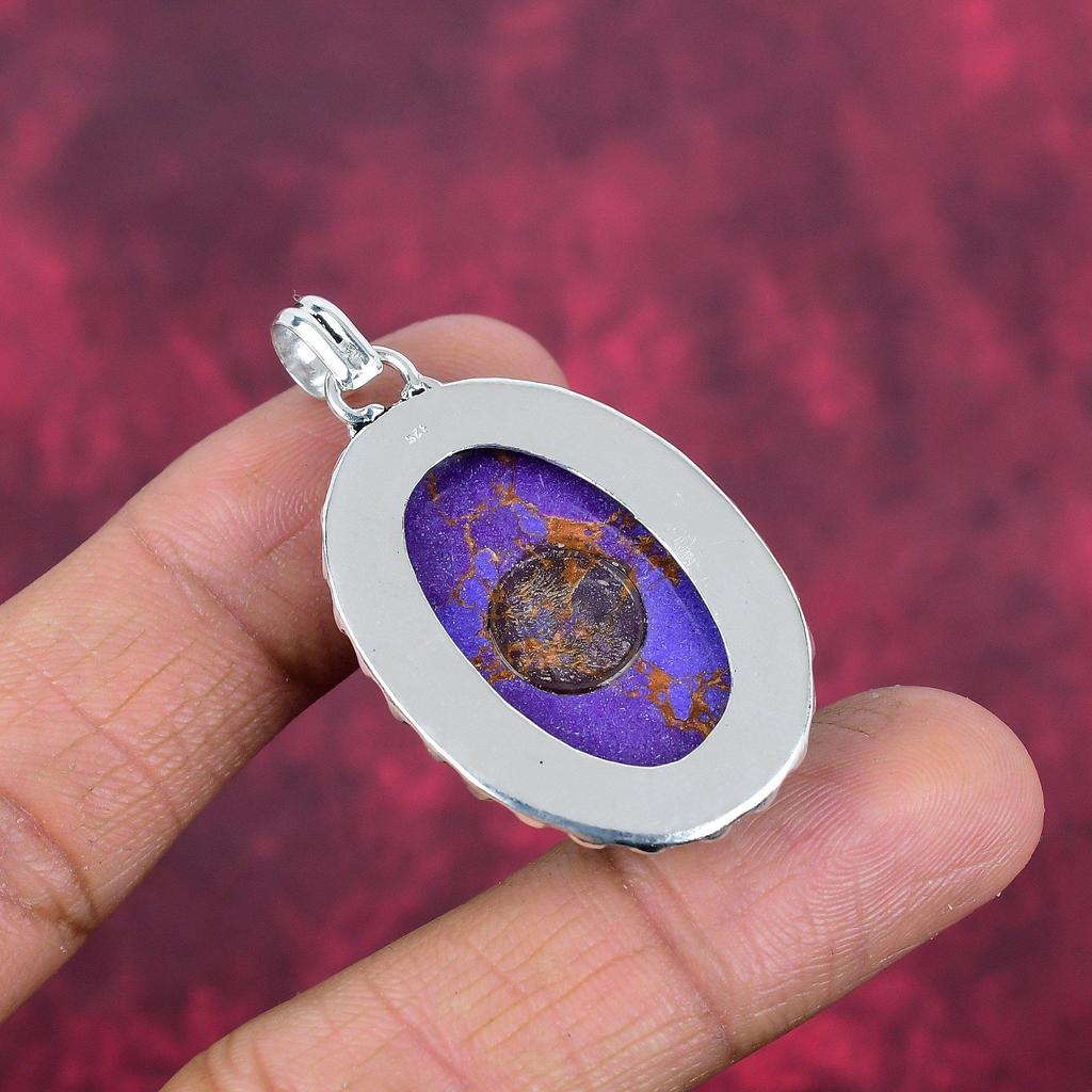 Ювелирные изделия из фиолетового медного бирюзового камня, кулон из стерлингового серебра 925 пробы, новый фирменный кулон ручной работы для свадебного подарка