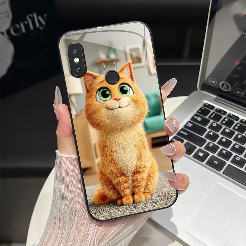 For Redmi Note 5/Note 6 Phone Case Trendy Design Tempered Glass Bumper For Xiaomi Redmi Note 5 6 Pro Full Protection Back Covers