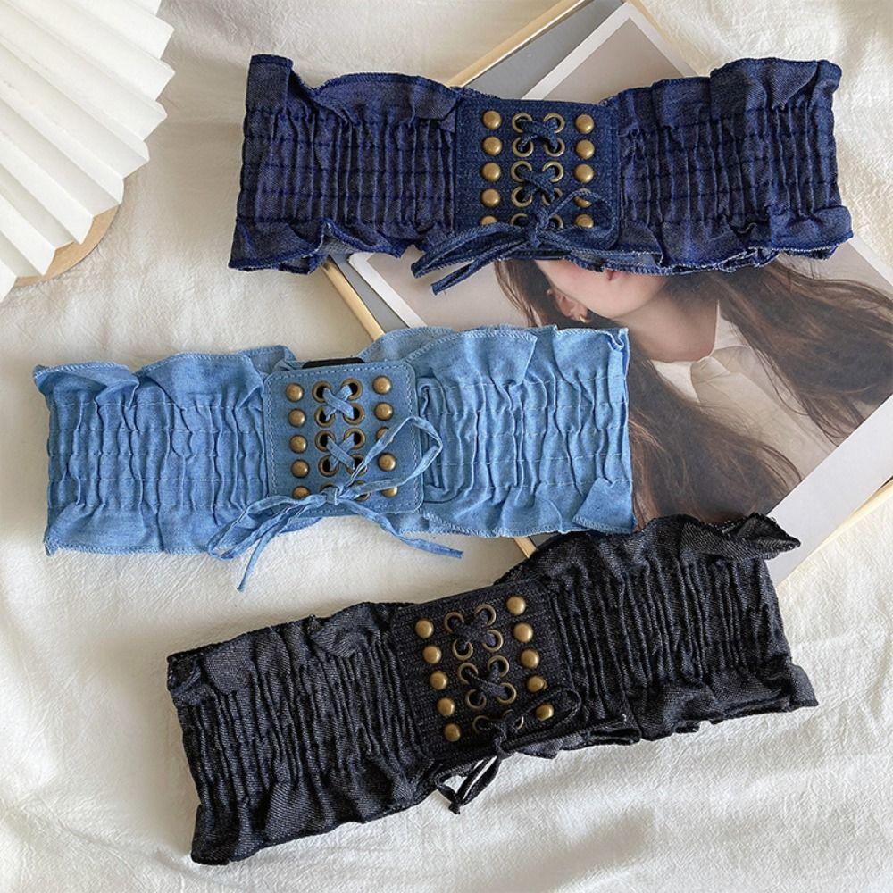 High Waist Female Waistband Cloth Wide Waist Belt Simple Denim Stretchy Cummerbunds Female
