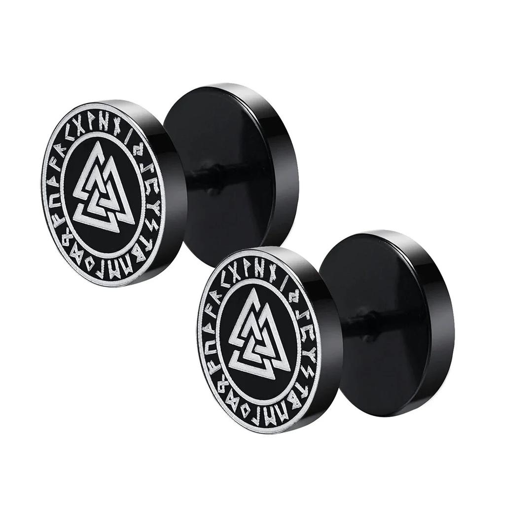 Готические серьги-гвоздики с рунами викингов для мужчин и мальчиков, серьги-гвоздики в стиле рок-панк из нержавеющей стали, валкнут, голова волка, компас, серьги с кельтским узлом