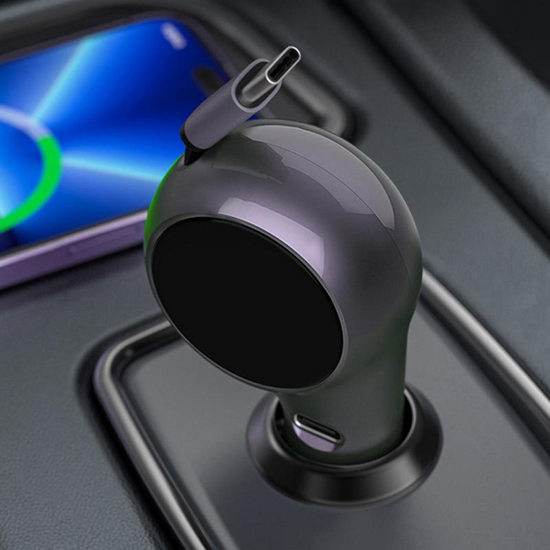 Портативное автомобильное сверхбыстрое зарядное устройство Type-C Flash Charger Автомобильное зарядное устройство для телефона Выдвижной кабель Зарядные устройства для сотовых телефонов Автомобильные принадлежности