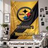 Wall Hanging Tapestry With Custom Name & Text, Pittsburgh Steelers Decorative Tapestry For Bedroom