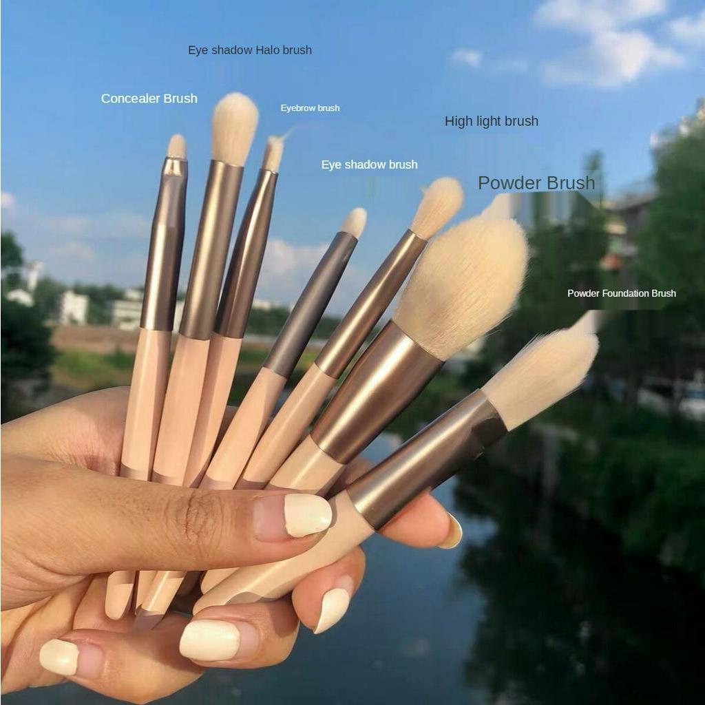 Mini 8 Makeup Brush Set Liquid Foundation Concealer BB Cream Eyeshadow Brush Non-Sticking Powder Dry and Wet Portable Artificial Fiber Beauty Tool