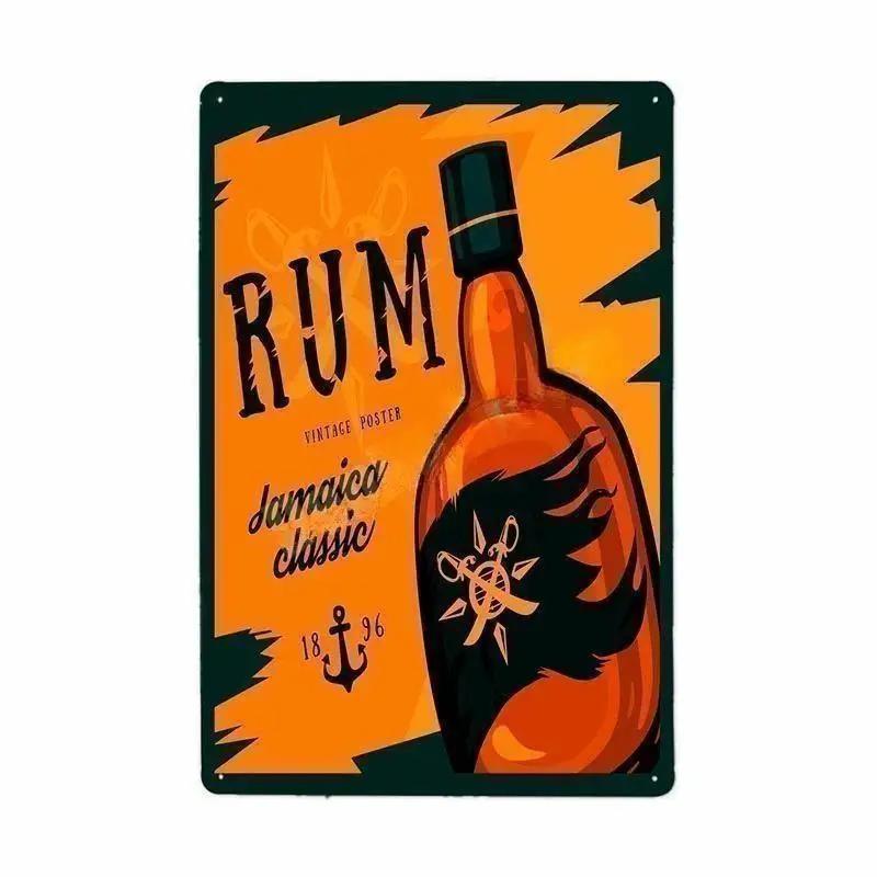 Cold Beer Rhum Vintage Metal Sign Tin Decor Plaque Decor Pub Cafe Brewery Wine Rum Wall Art Posters Metal Signs Decorative Plate