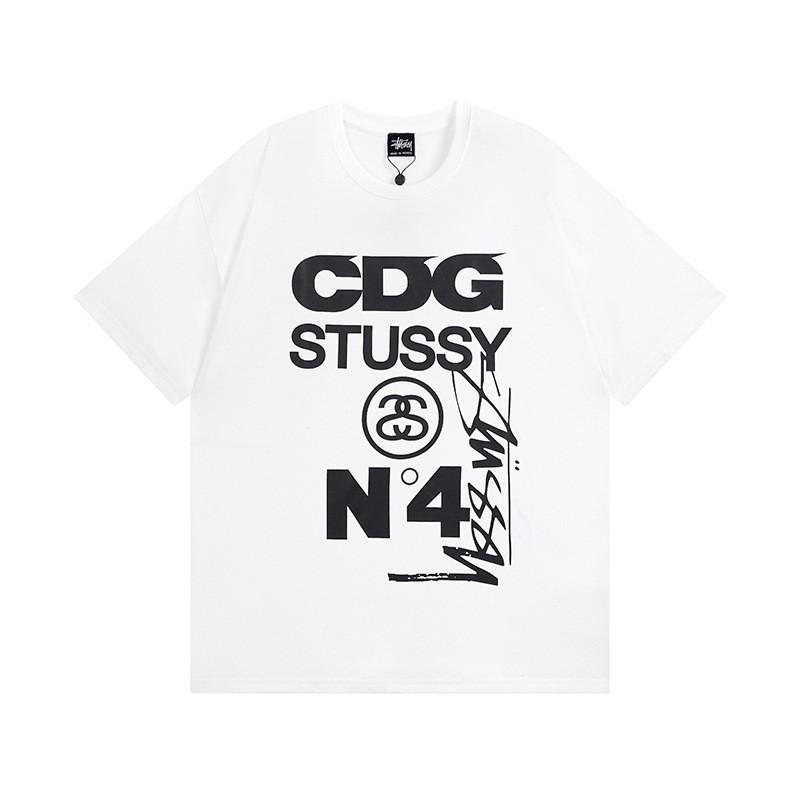 Mens Short Sleeve T-Shirt Loose Fit Round Neck Letter Print Casual Street Style Couples Top