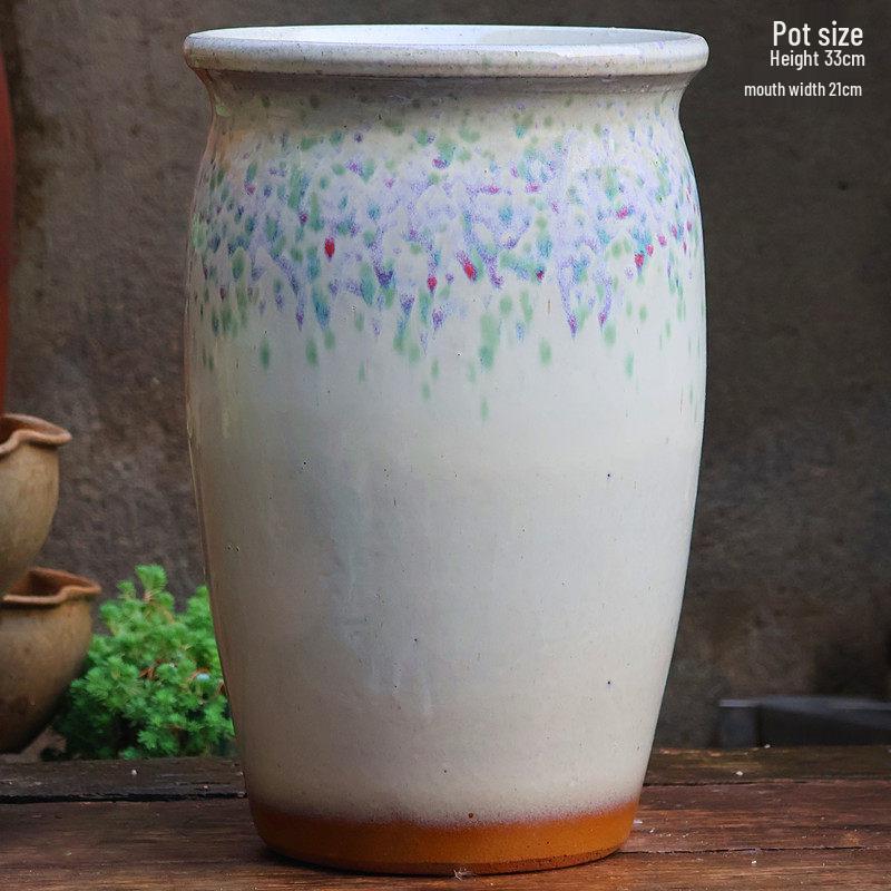 Керамический Цветочный Горшок в Скандинавском Стиле, Ручная Работа - Белый, С Широким Горлышком для Бугенвиллии и Стрелиции, Декор для Дома.