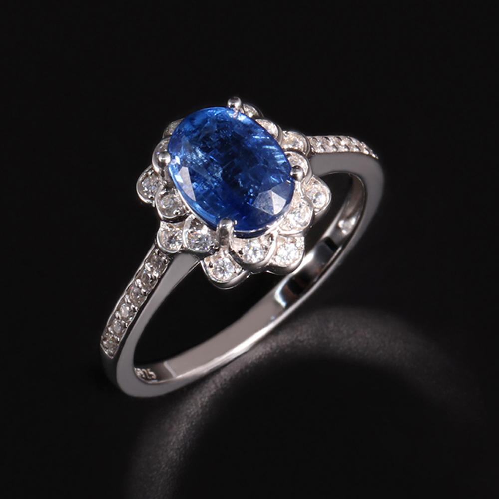 Роскошный красивый темно-синий натуральный кианит, кольцо, серьги, ожерелье, элегантный драгоценный женский подарок на свадьбу и банкет из серебра 925 пробы
