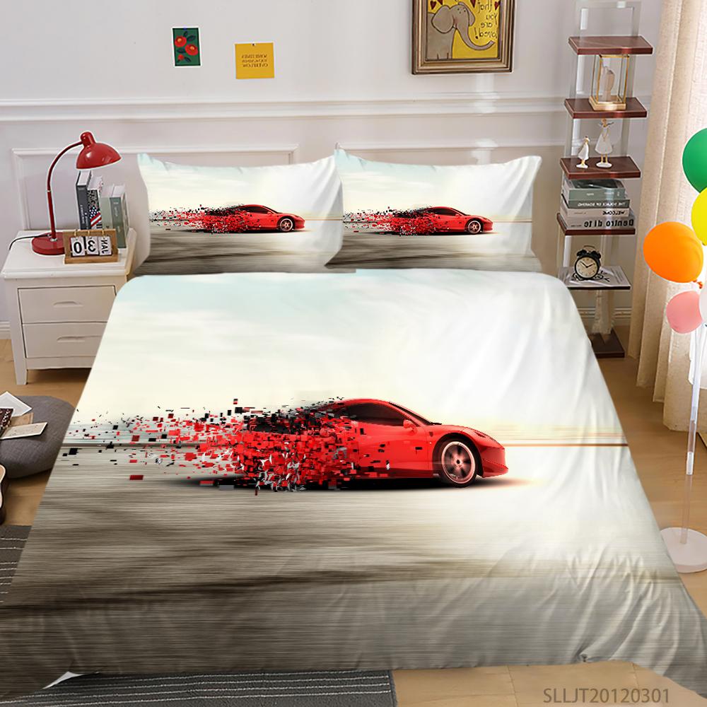 Пододеяльник с 3D принтом Покрывала с автомобилями Постельный комплект из полиэстера Queen King Size Роскошный пододеяльник для мальчиков-подростков и мужчин