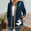 Fashion Ladies Vintage Ethnic Print Long Sleeve Jacket Jacket Cardigan Top