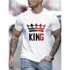 Men's 100% Pure Cotton Summer Loose Comfortable Casual and Fashionable KING Print Large Round Neck Short Sleeved T-shirt Top
