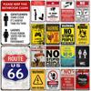 Public Warning Vintage Metal Poster Route 66 Retro Tin Sign Bar Cafe Art Decoration Plaque for Modern Home Wall Decor Aesthetic