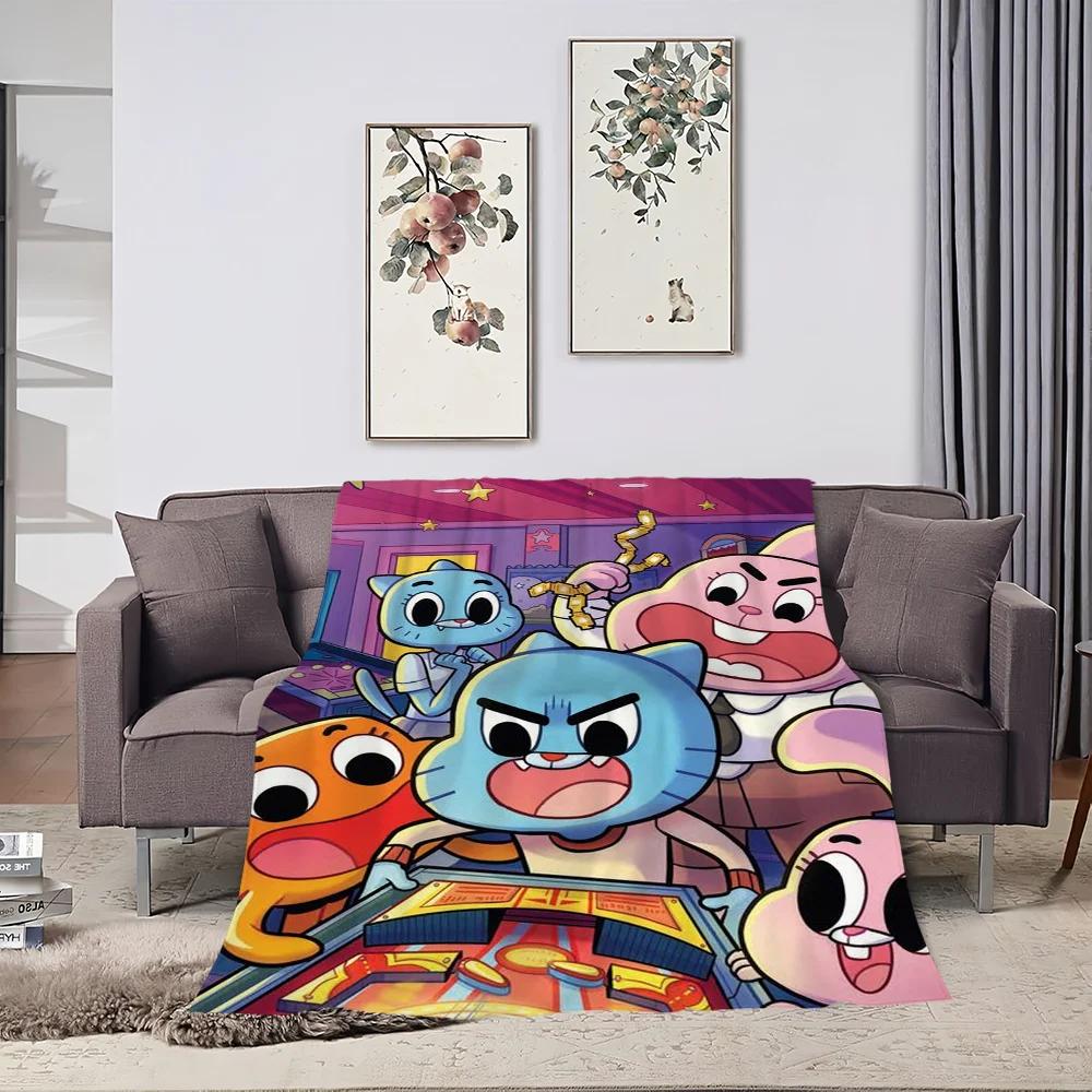 Удивительный мир G-Gumball Одеяло Приятный к коже комфорт теплое мягкое плюшевое одеяло подходит для дивана гостиной офиса спальни