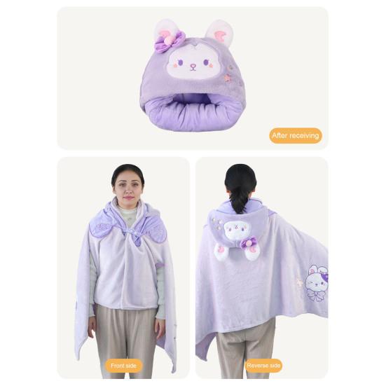 Ворсовый платок, одеяло с капюшоном, ветрозащитное, носимое одеяло, U-образная подушка для хранения, складная, переносная, с капюшоном
