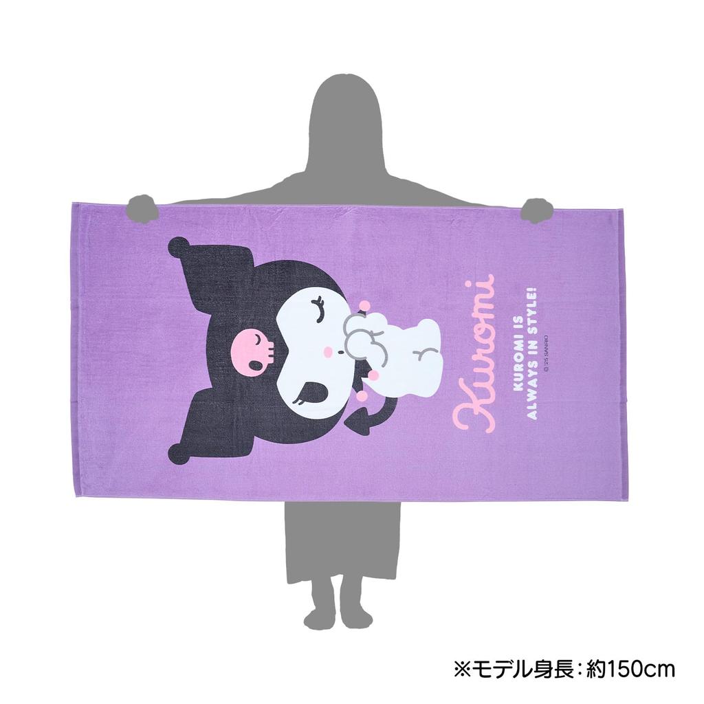 Sanrio Big Towel Kuromi 100% Cotton Approx. Width 80 X Depth 0.2 X Height 150 Cm Pool Supplies with Name Space On Tag Leisure Towel Beach Towel 178195