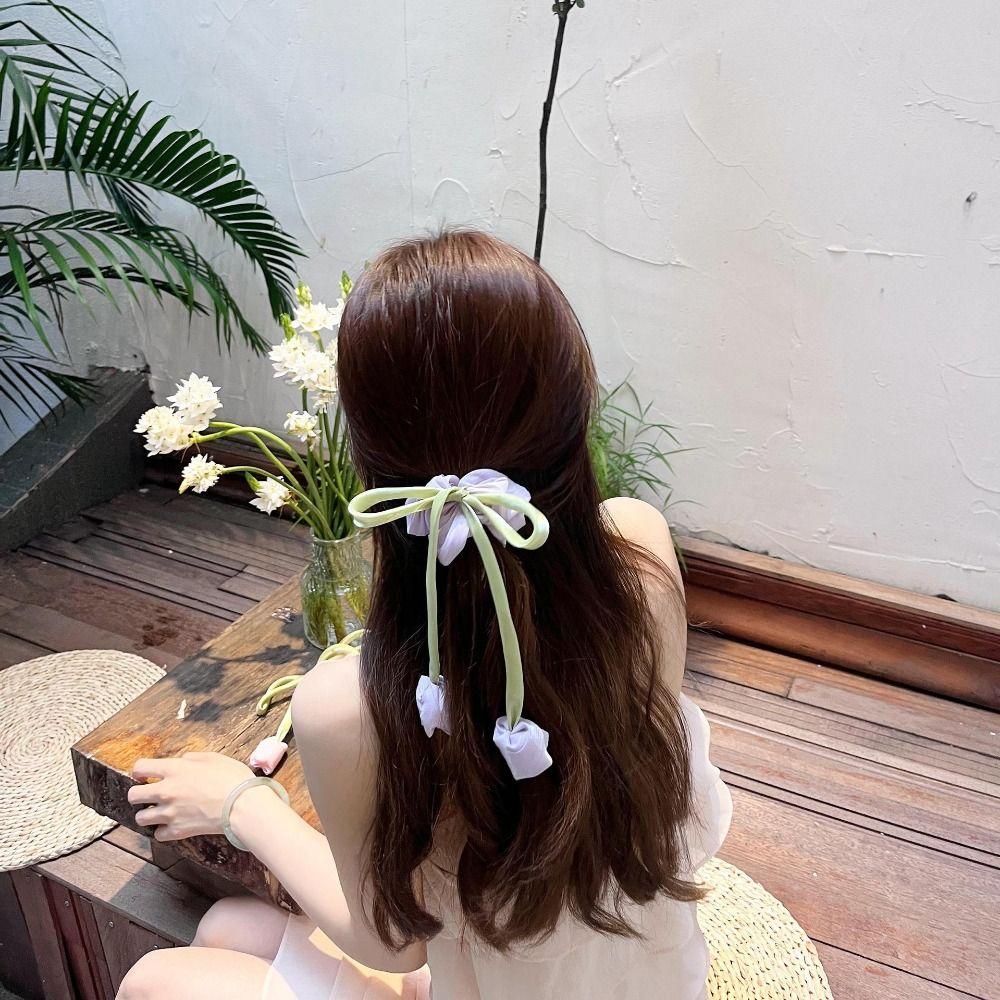 Cloth Tulip Ribbon Hair Ring Hair Tie Flower Hair Claw Exquisite Bowknot Hair Clip Girl