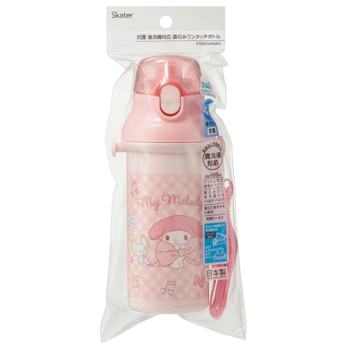 Skater Children's Water Bottle, 480ml, Direct Drinking, Plastic, One-Touch Operation, Dishwasher Safe, Made In Japan, Sanrio My Melody Big Ribbon, Gir