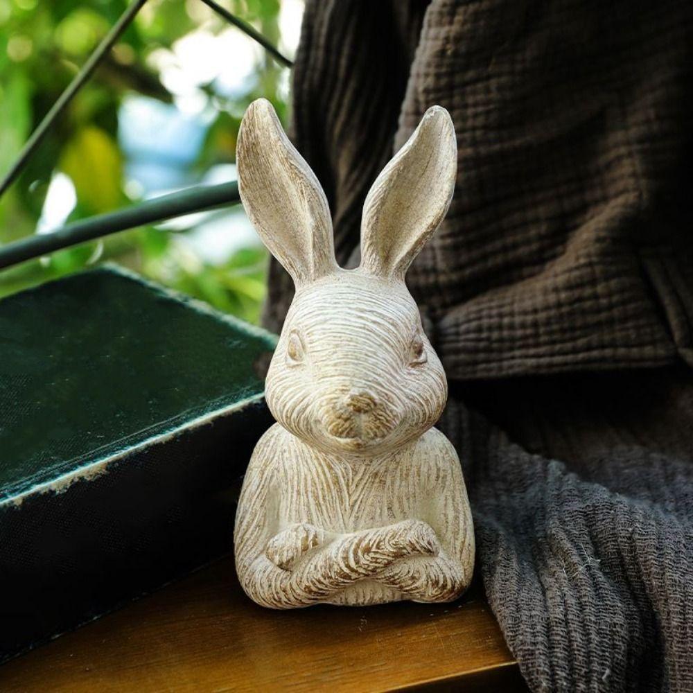 2 шт., ручная работа, полудлинные украшения в виде кролика, сельские украшения из смолы, фигурки кроликов, домашний декор