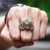 1 шт. Уровень души! Потрясающий и непобедимый! Кольцо Птица Дапэн с золотыми крыльями Ручная работа Тайское серебро Открытое регулируемое кольцо