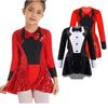 Kids Girls Long Sleeve Sequins Circus Ringmaster Costume Modern Jazz Dance Leotard Dress