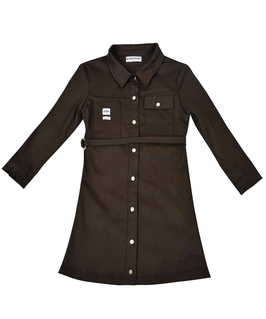 Catharsis Daily Cation Denim Mini Dress Brown Black S M