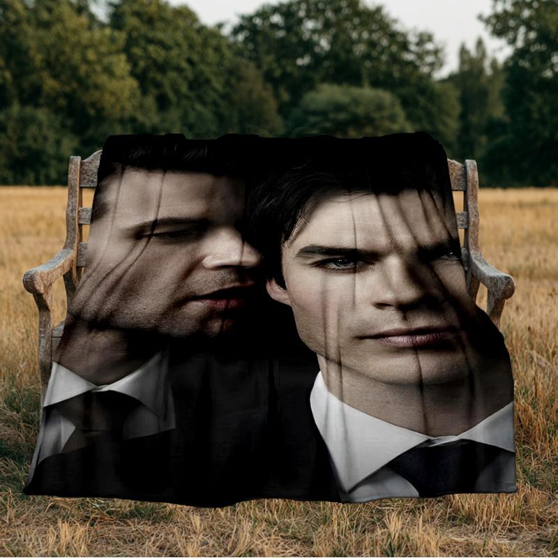 Damon Salvatore Romance Blanket Flannel Throw for Sofa, Indoor, Camping, Living Room, Office, Chair, And Bed Soft Birthday Gift