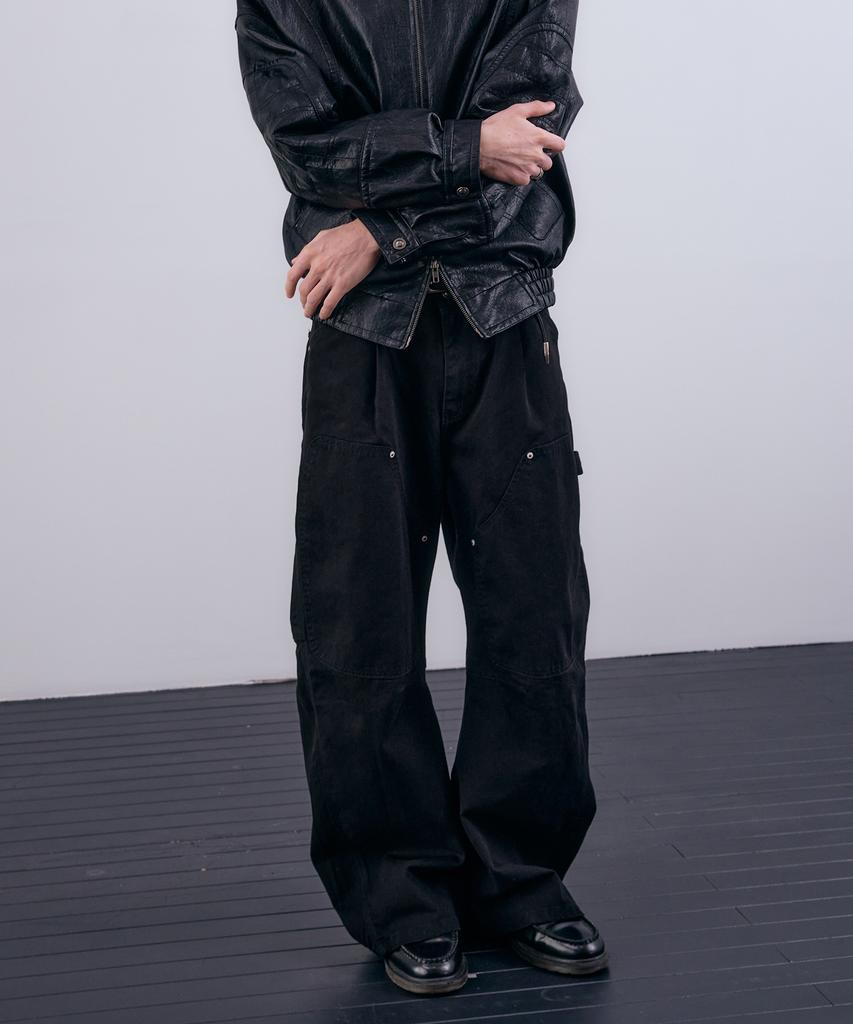 NUAKLE (M) Curve Utility Carpenter Pants_Black