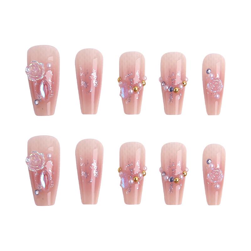 Роскошный прозрачный румянец, набор накладных ногтей «Розовый пузырь» с носимыми наклейками