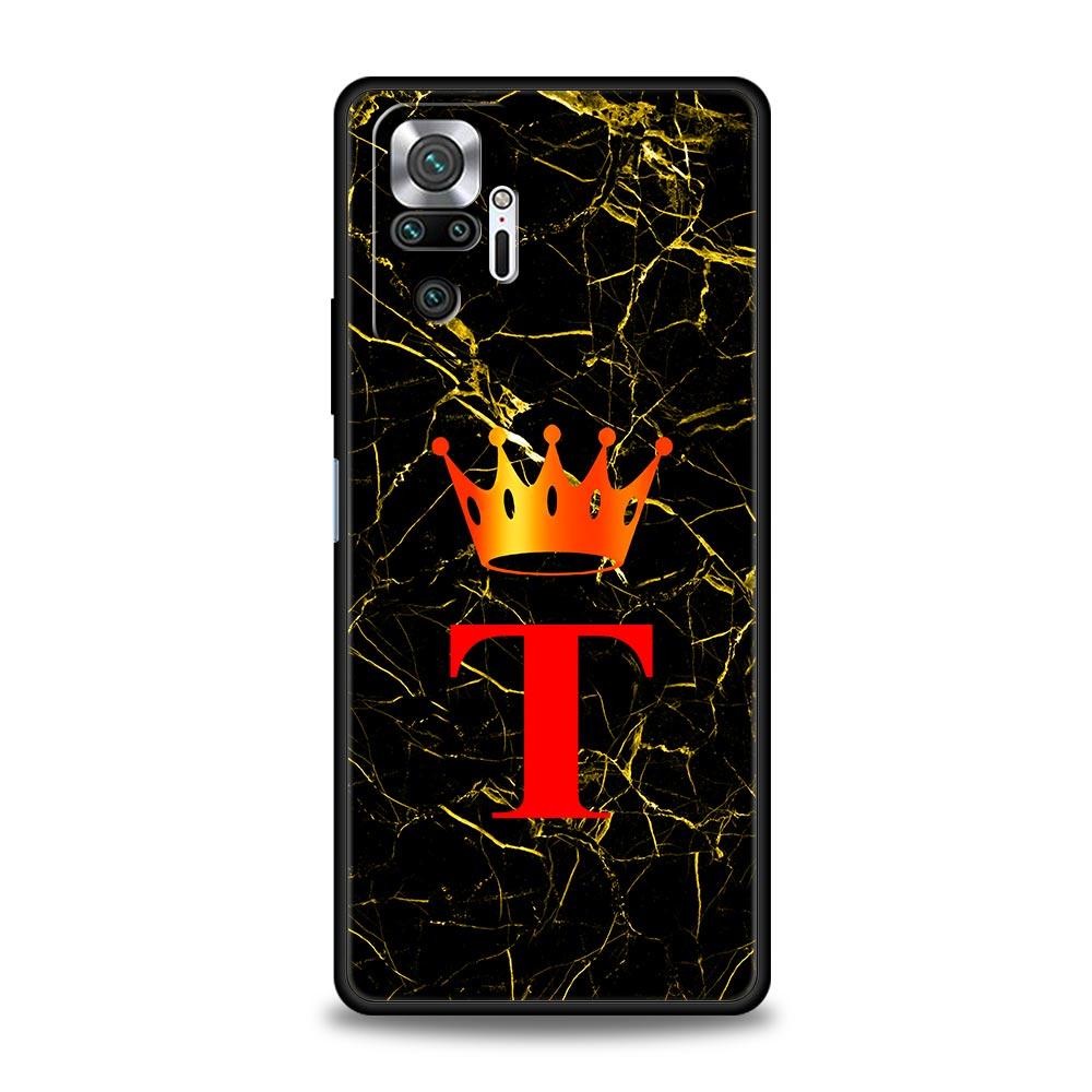 Мраморный чехол для телефона с буквой для Xiaomi Redmi Note 14 13 5G 10 11 12 Pro Plus 4G 14C 13C 12C 10C Черный чехол