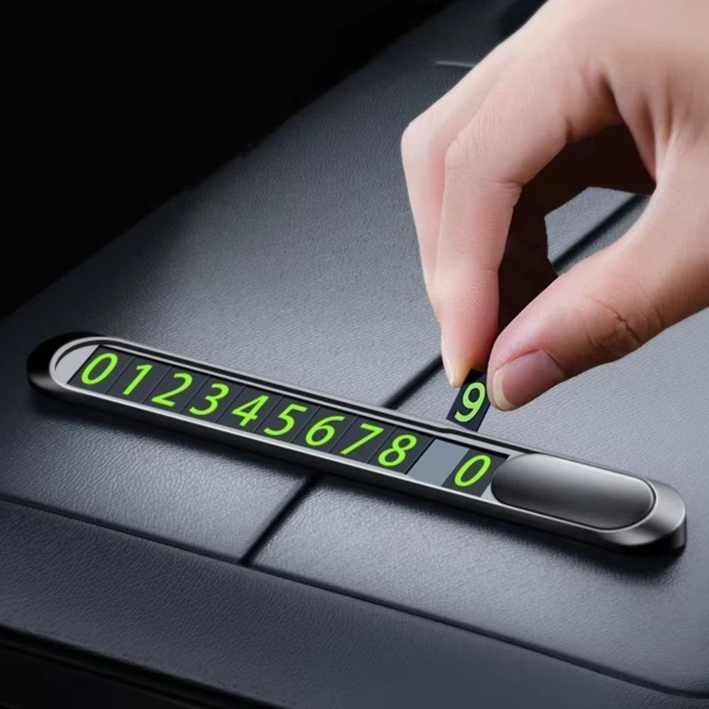 Universal Temporary Parking Card Metal Alloy Hidden Style Phone Number Card Removable Luminous Car Parking Sign Car Accessories