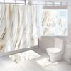4 шт. Платиновая мраморная занавеска для душа с 12 крючками Нескользящий коврик для ванной комнаты Полный набор декора для ванной комнаты с накладкой на крышку унитаза и ковриком U-образной формы