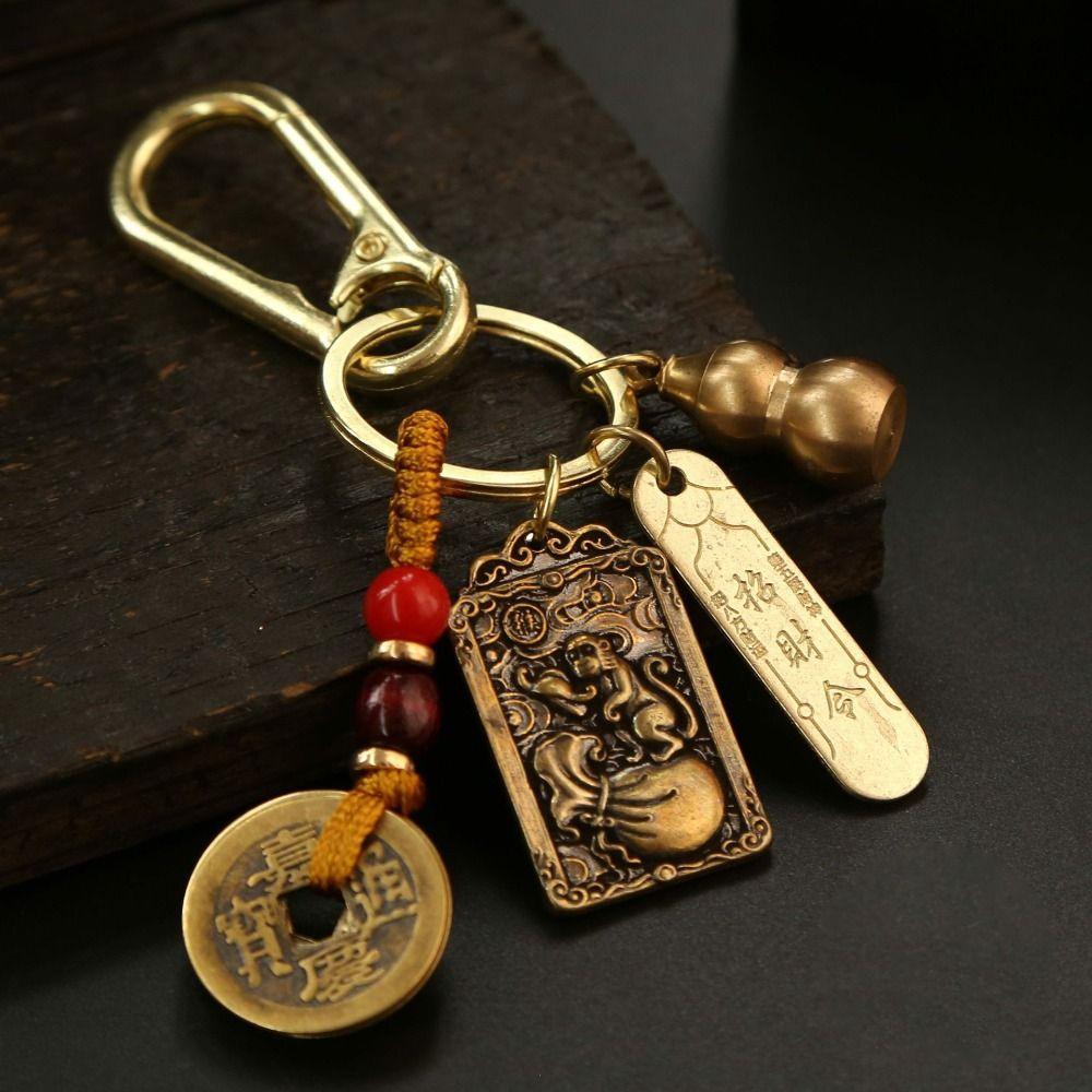 Амулет-брелок со знаком зодиака, металлический кулон с восемью богами-хранителями в китайском стиле, пять императоров, деньги