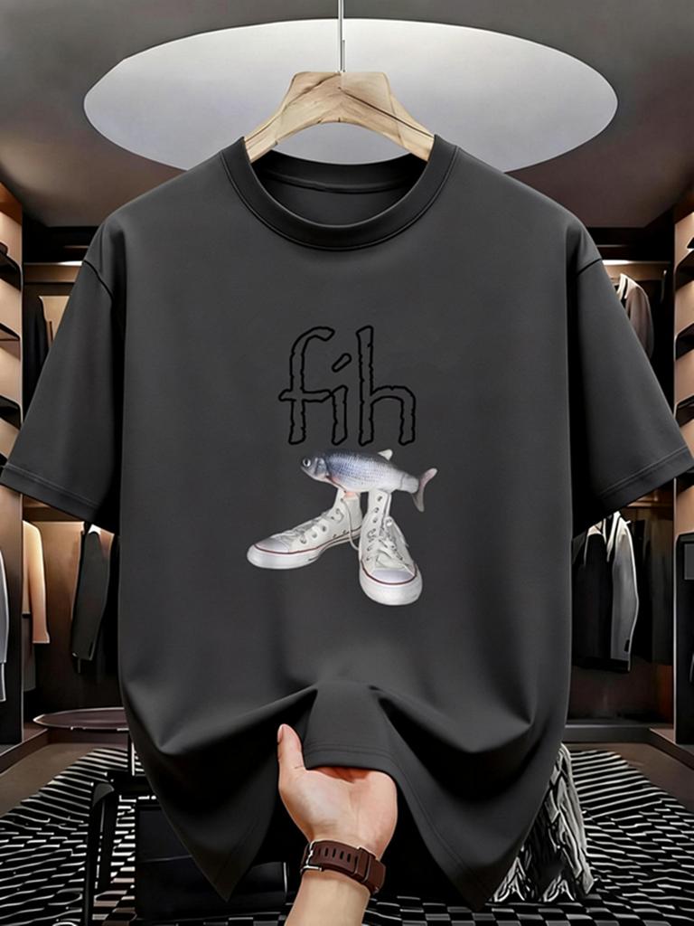 Новый стиль Fih Shoes Графические футболки Смешные неправильно написанные Рыбные мемы Футболки унисекс Повседневная мода Футболка с коротким рукавом