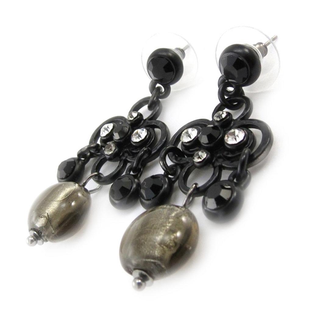 Les Trésors De Lily [J0471] - 'Mélusine' Black Grey Designer Earrings