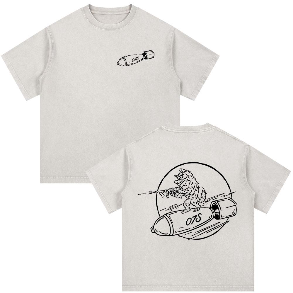 Vintage Washed Forward Observations Group Skeleton Fog T-shirts Men's Women Clothing Fashion Oversized Casual T Shirt Streetwear