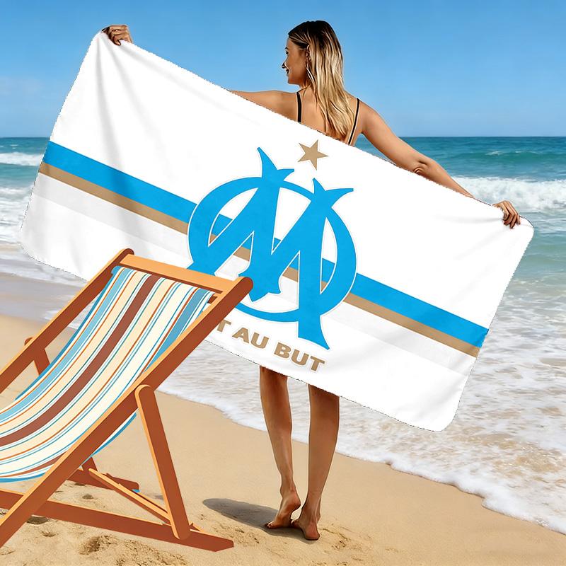 Olympique de Marseille Print Beach Towel, Large Soft Quick Dry Towel for Beach Camping Swimming