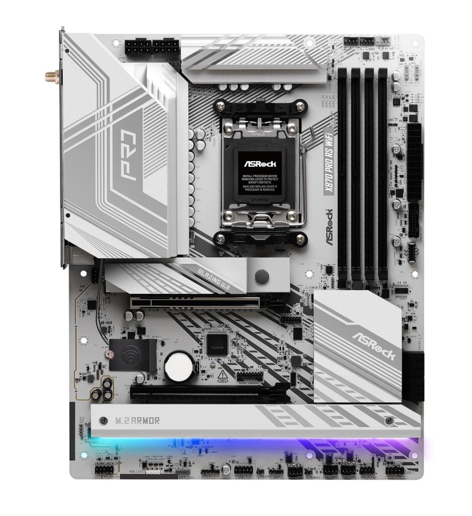 ASRock Motherboard X870 Pro RS WiFi AMD Ryzen 9000 Series CPU Compatible X870 Chipset ATX Motherboard Authorized Distributor (Soket AM5) [Domestic