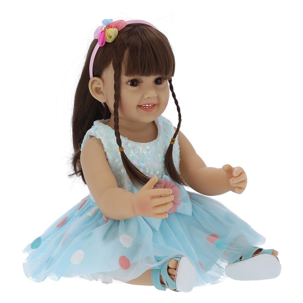55 см кукла-реборн девочка модная синяя юбка реалистичная кукла малыша детская игрушка подарок