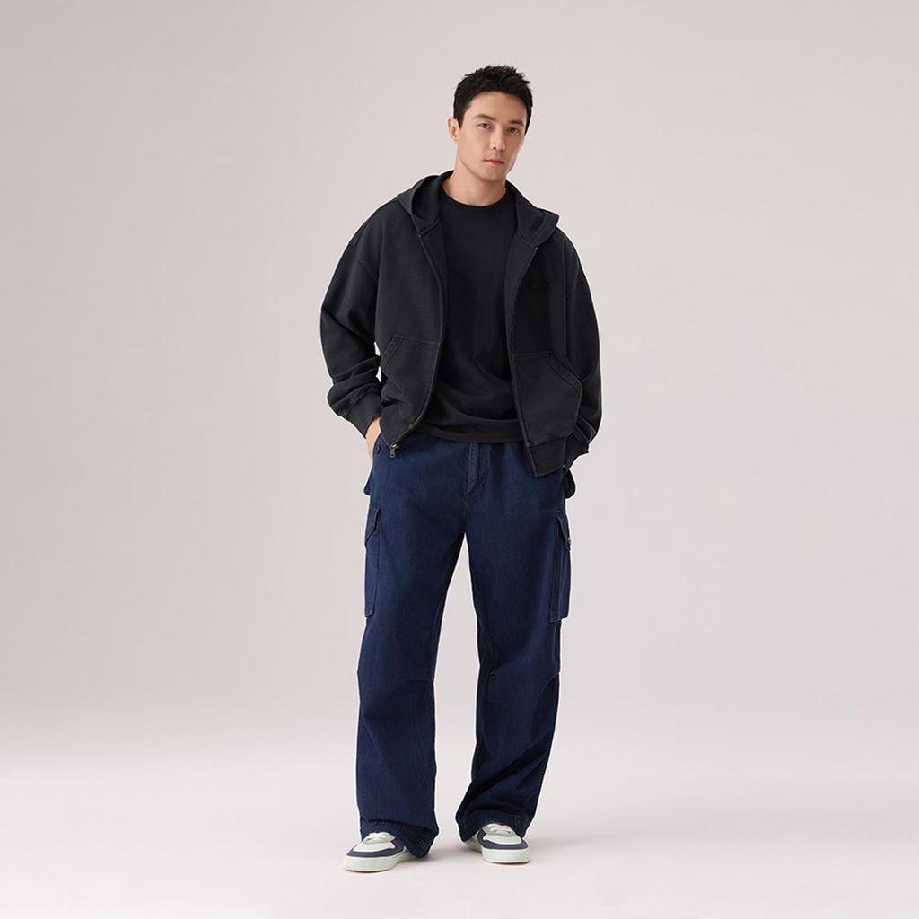 Levi's Мужская толстовка с капюшоном и полной молнией, свободного кроя, черная 006P6-0001
