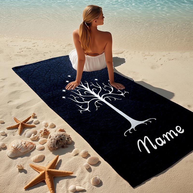 Custom Name Flame Courage Stylish Digital Printing Beach Towel Quick‑Drying Absorbent Blanket for Beach Pool Gym Travel