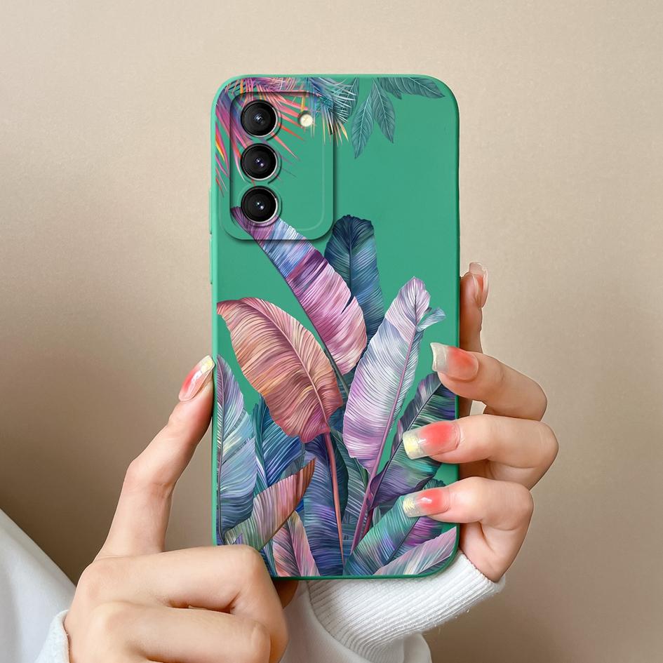 Phone Case For Samsung S21 S20 FE M13 M14 M32 Note 20 M53 Back Cover Pretty Flower Coloured Drawing Shockproof Soft Silicone Housing Capas For Samsung