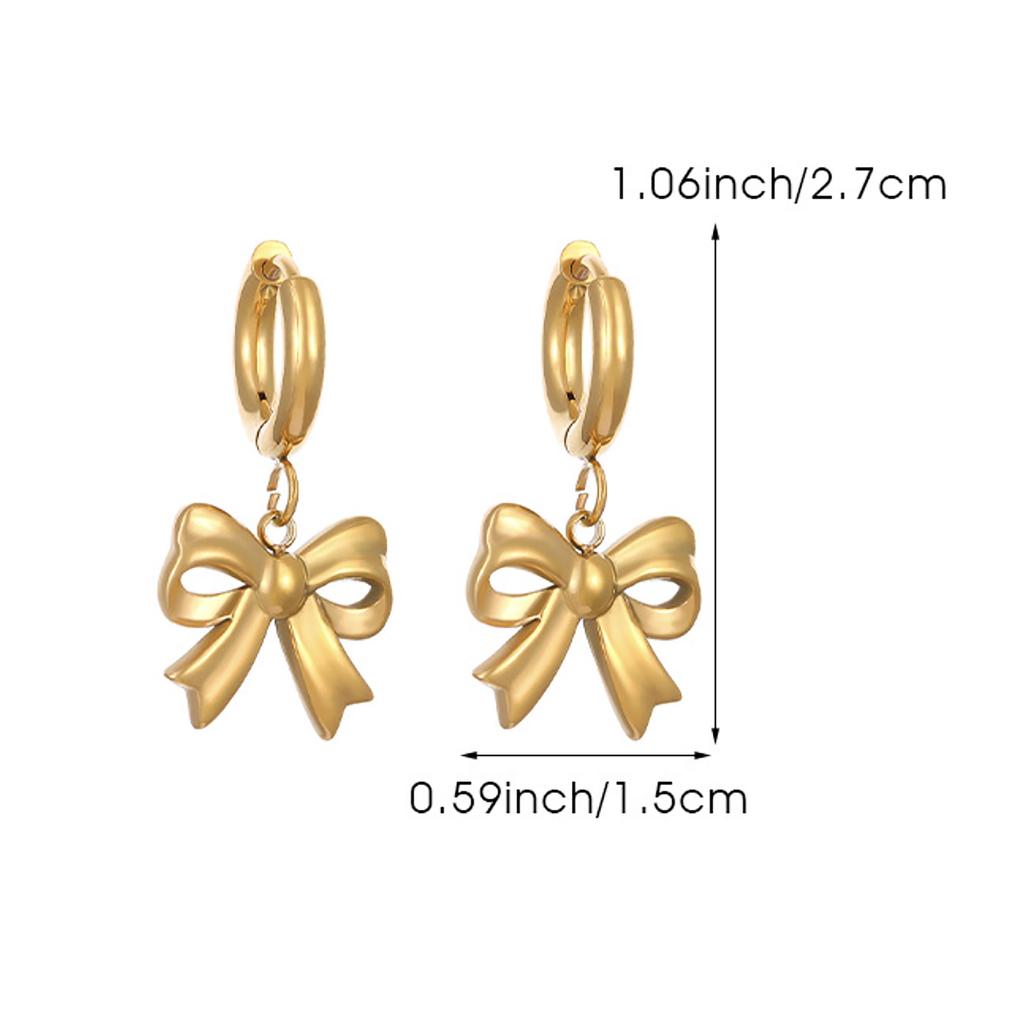 Серьги-клипсы с бантом из нержавеющей стали в стиле легкой роскоши для женщин