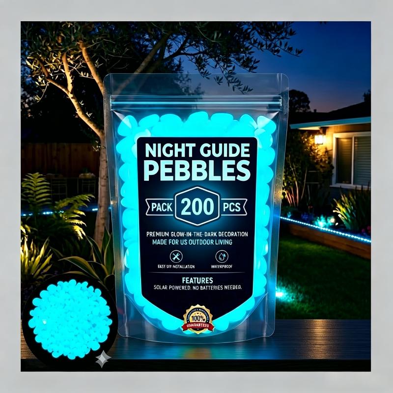 2026 Colorful Glow-in-the-Dark Garden Stones Night Guide Luminous Pebbles Rainbow Glow In The Dark Stepping Rocks Outdoor