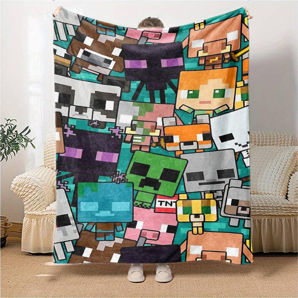 Minecraft Pixel Characters Blanket Soft Throw Blanket For Home Bedroom Bed Sofa Travel Office Solid Christmas Blanket